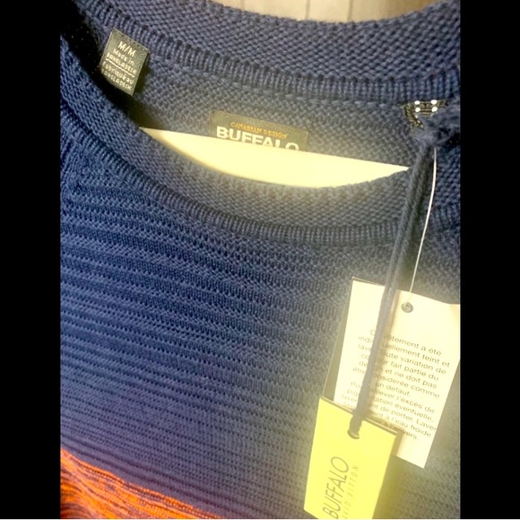 NWT Men’s BUFFALO - DAVID BRITTON Textured Sweater in Navy / Heathered Orange, M - Picture 6 of 6